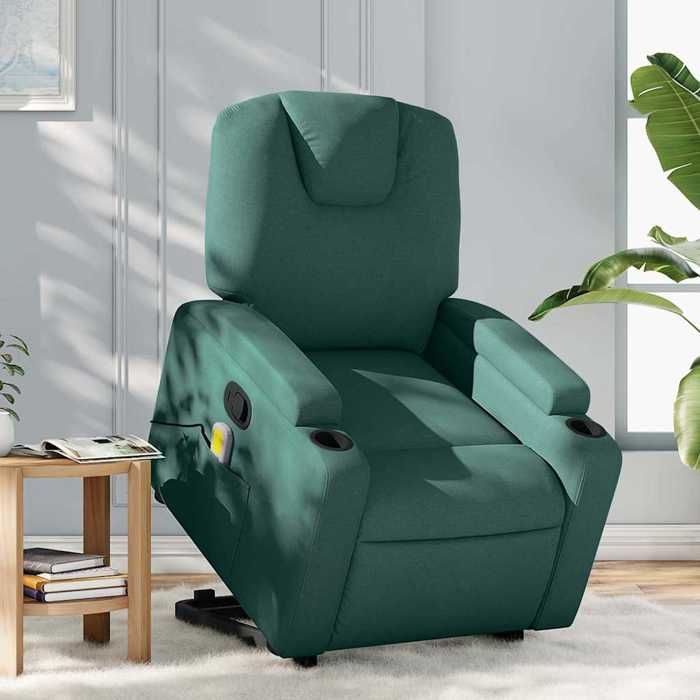 VidaXL Fauteuil inclinable de massage Vert foncé Tissu 3204386