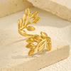 Geometric Leaves Opening Ring for Women,Gold Color Stainless Steel Irregular Hollow Rings,Chic Jewelry Party Mother's Day Gift