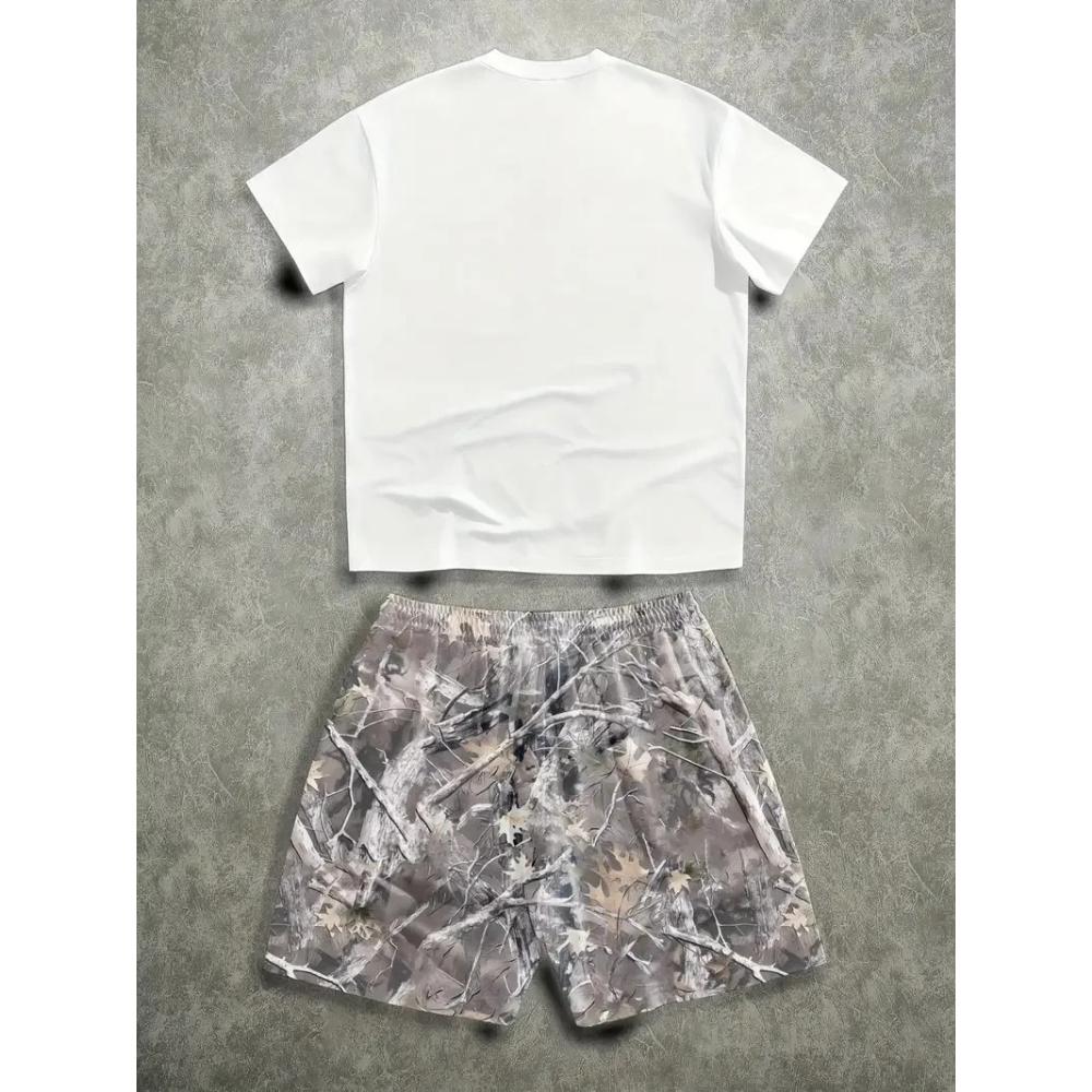 The Summer New Set Features Street Clothing Casual Hip-hop Fashion Suit Comfort and Softness Set with 3D Pattern Prints