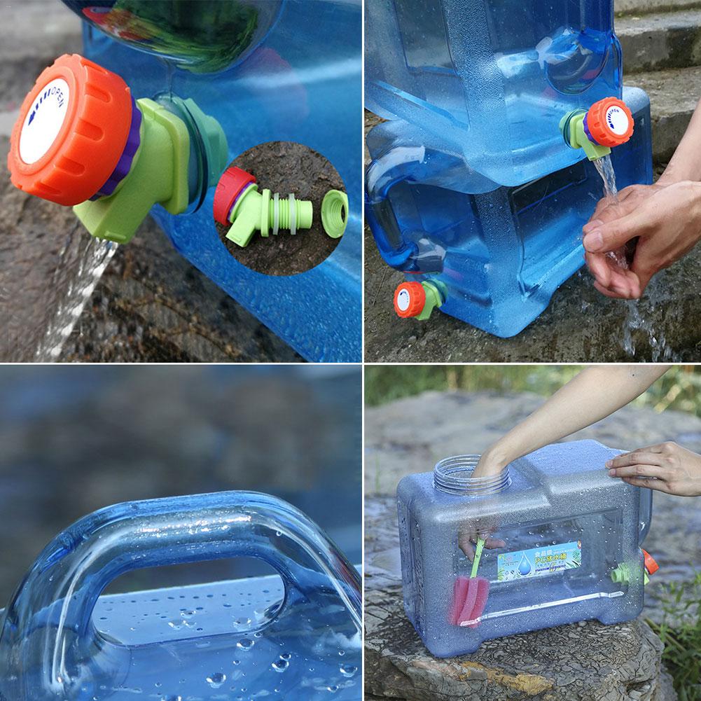 5L 8L Car Portable Handheld Water Container PC Outdoor Self-Driving Tour With Faucet Camping Square Barrel Plastic Storage Bucke