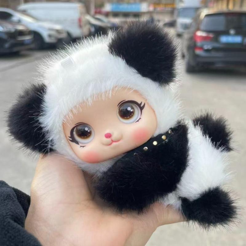Păpușă Nouă din Vinil Panda Jucărie de Pluș Animal Pufoasă Kawaii Decor Acasă pentru Copii Cadou de Ziua de Naștere Însoțitor pentru Copii Adulți Jucărie de Pluș