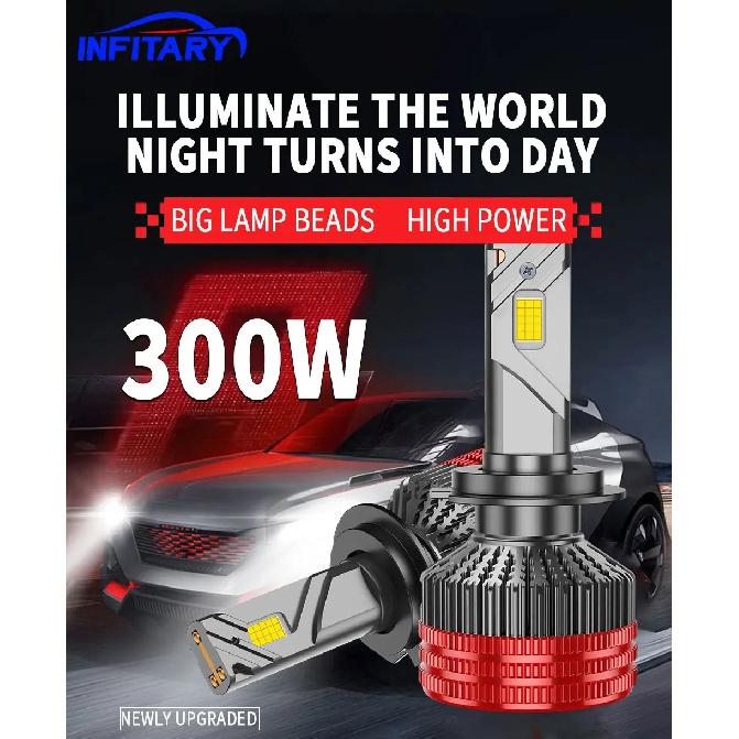 Infitary 300W H7 H4 LED Car Headlight CANBUS Lamp H8 H9 H11 HB3 9005 HB4 9006 80000LM Bulb Three Copper Tube Lights for Auto