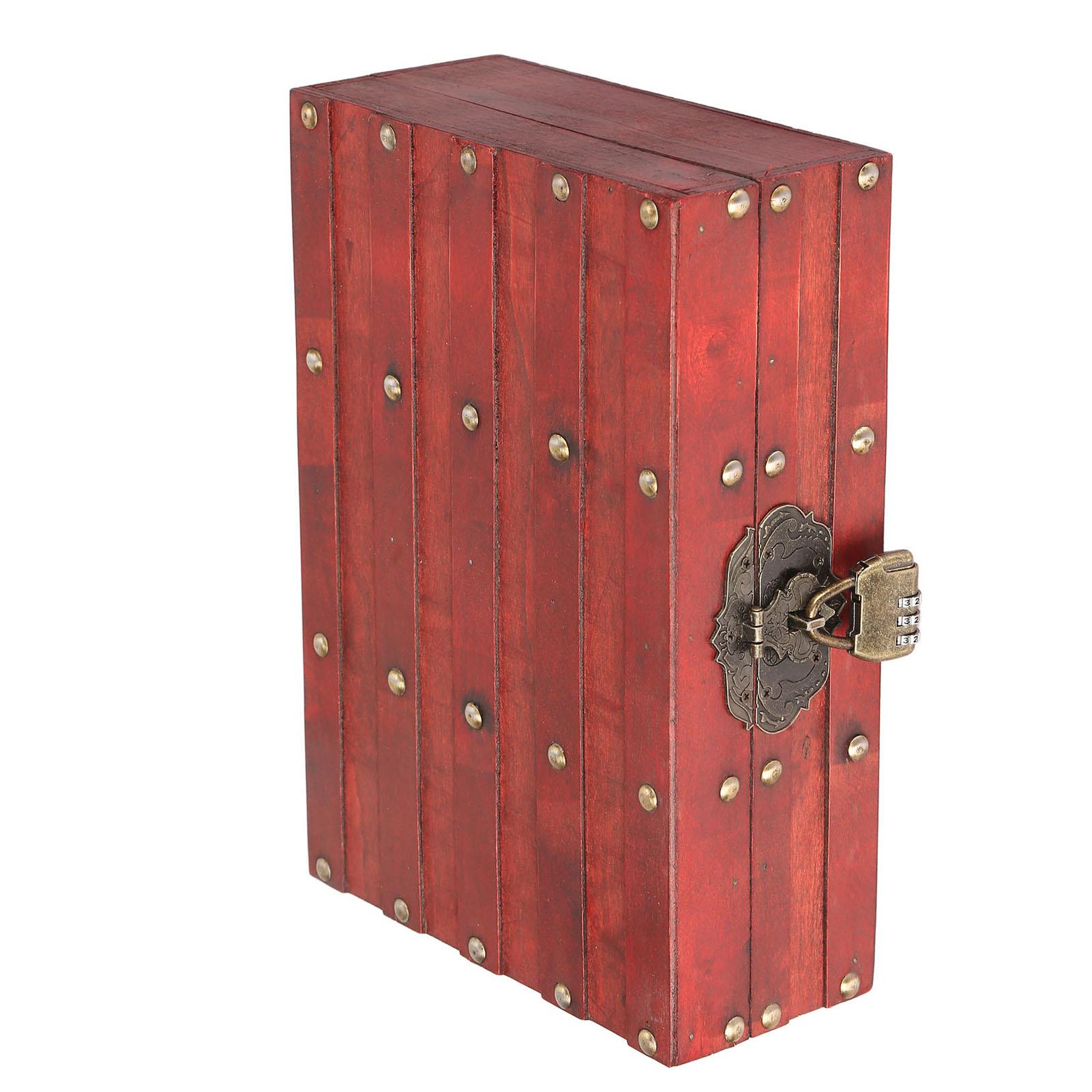 

Antique Storage Box with Lock Wooden Document Box for Cosmetic Jewelry Letters Old Photos