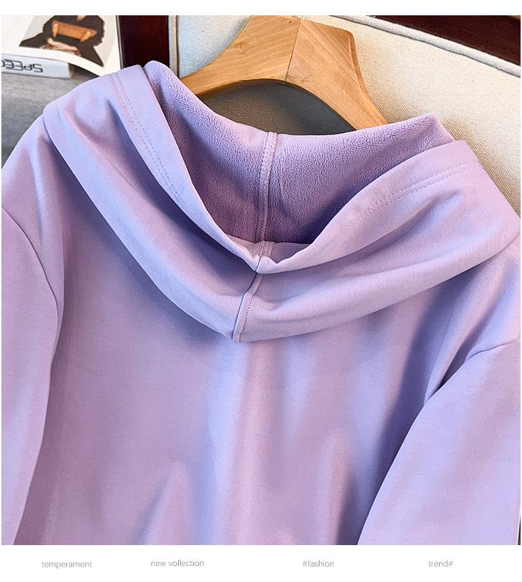 Women's Plus Size Super Loose Fleece-lined Hoodie Cardigan, Bust 150/170