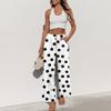 Damen Sommer Locker Weites Bein Hose Elastischer Bund Knopfleiste Vorne Mit Taschen Polka Dot Farbverlauf Druck Lässige Hose