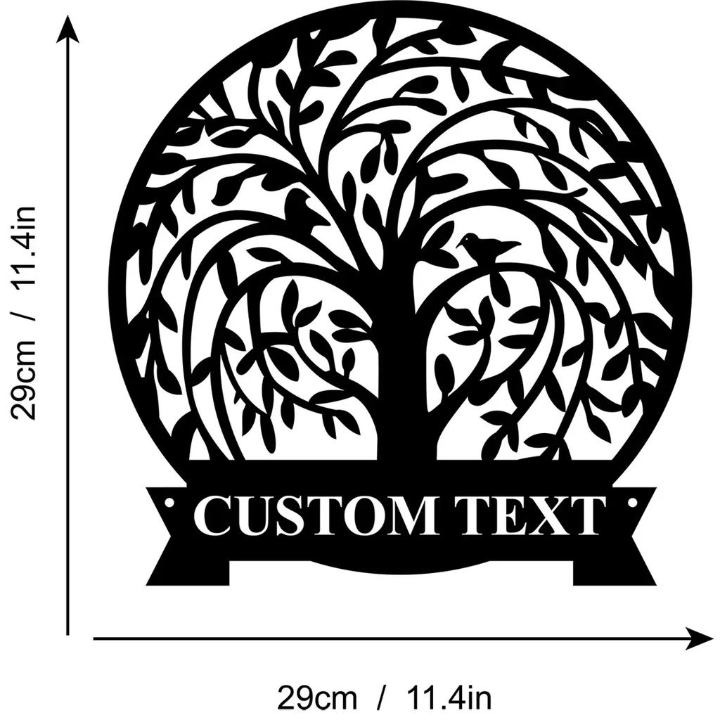 Metal Wall Art Custom Last Name Sign, Personalized Family Tree Decor