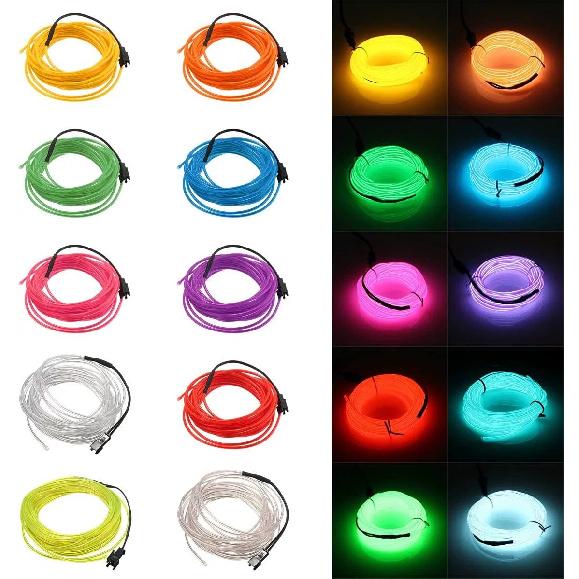 10M/5M/3M/1M Glow EL Wire Cable LED Neon Christmas Dance Party DIY Costumes Clothing Luminous Car Light Decoration Clothes Ball Neon Lights 4