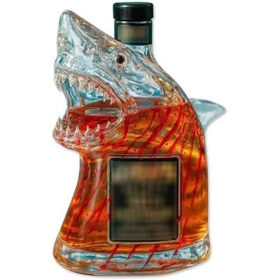 Jaws 50th Anniversary Whiskey Bottle Transparent Engraved Shark Glass Whiskey Decanter Gift for Whisky Lover Men Dad Husband
