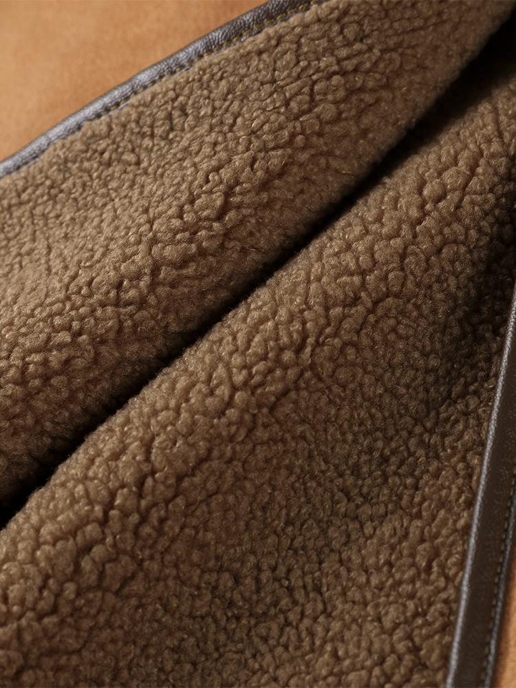 Women's Double-sided Winter Jacket Hooded Cow Horn Buttoned Cotton Jacket Suede Lamb Wool Warm Jacket Fashionable Style Autumn and Winter