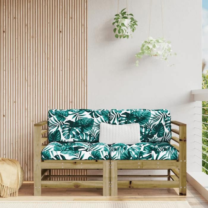 VidaXL Canapés d'angle avec coussins 2 pcs bois de pin imprégné, canapé de jardin, canapé d'extérieur, canapé de patio, sofa 825687