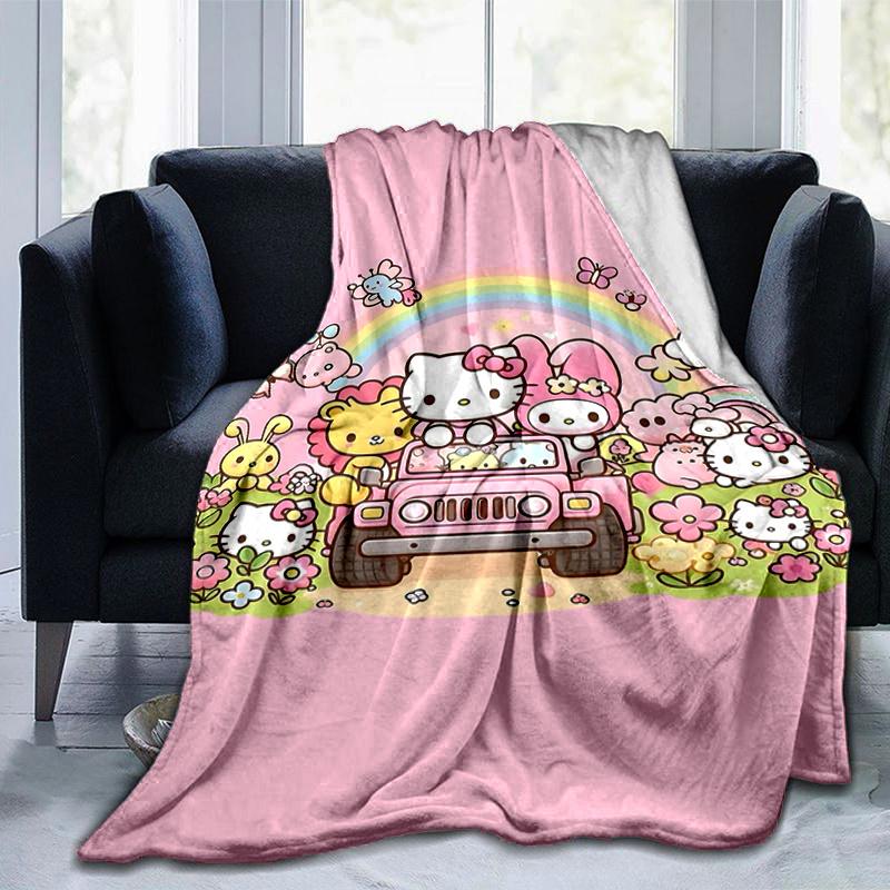 1pc Hello Kitty and Friends Adventure In the Pink Car Blanket, Soft Throw for Home Decor, Gift Idea for Family and Friend, Seasonal Use Blanket, Livin