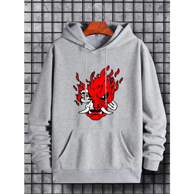 Coffee Color Japanese Hannya Demon Skull Fire Unisex Hoodie