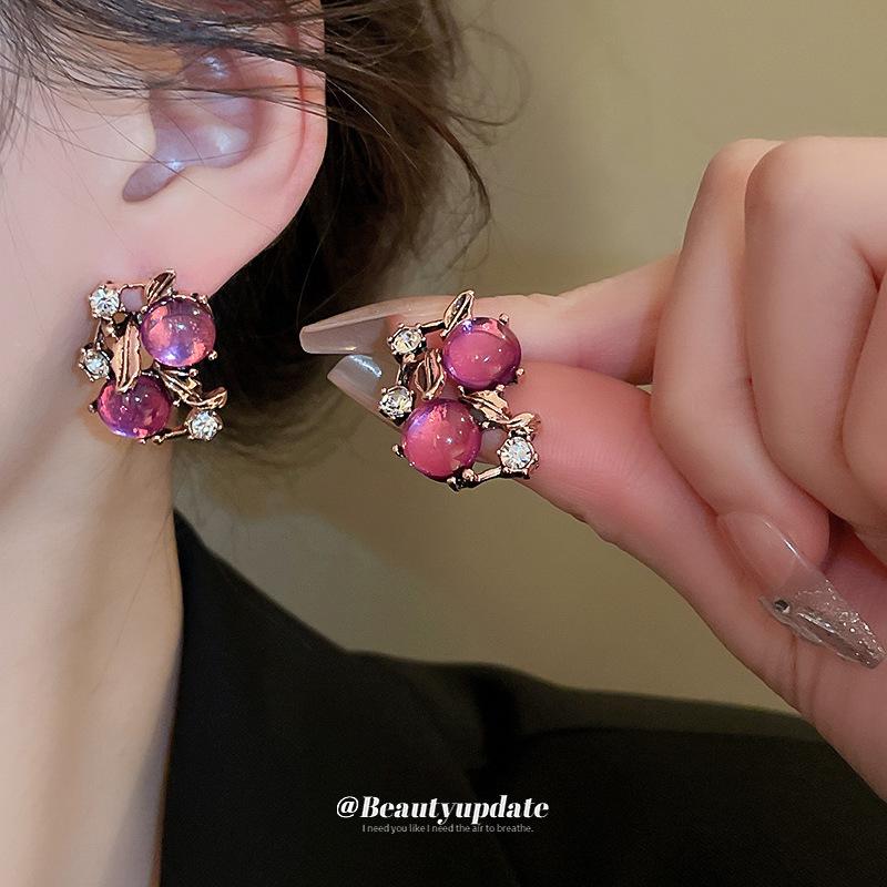 Vintage Rhinestone Flower Necklace & Bracelet Set - Elegant French Clavicle Chain for Autumn/Winter