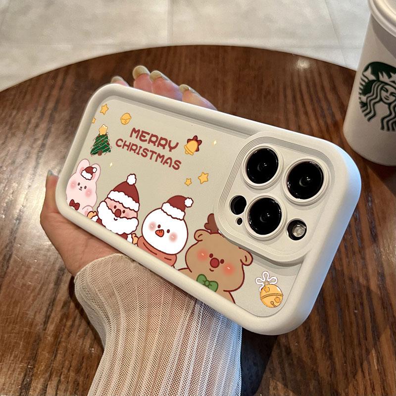 Coque For Iphone 15 13 17 16 Case Christmas Snowman Elk Cute For IPhone 17Air 11 13 12 16 Pro Max 14 Plus Shockproof Phone Cover