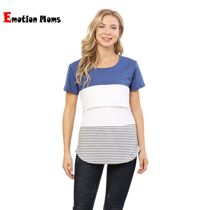 

Летний хлопковый полосатый топ для беременных и кормящих мам большого размера - Дышащий, с коротким рукавом Large розовый