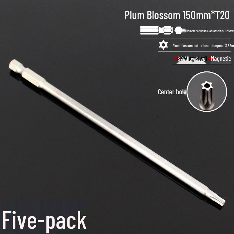 Plum Blossom S2 Magnetic Hex Screwdriver Set - 6.35mm Pneumatic Drill Bit Set
