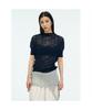 Anggae Wave Knit Half Sleeve Top Navy