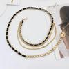 Women Double Layers Long Tassel Pendant Waist Chains Metal Thin Adjustable Skinny Waistband Dress Clothes Decorative Straps