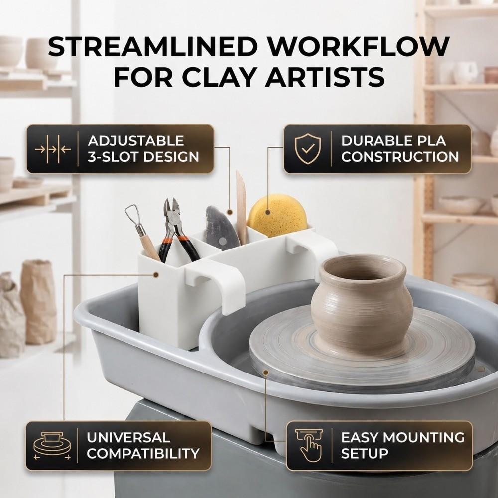 3 Slots Sturdy Pottery Wheel Tool Rack 3 Slots Clay Sculpting Tool Stand Professional Potter
