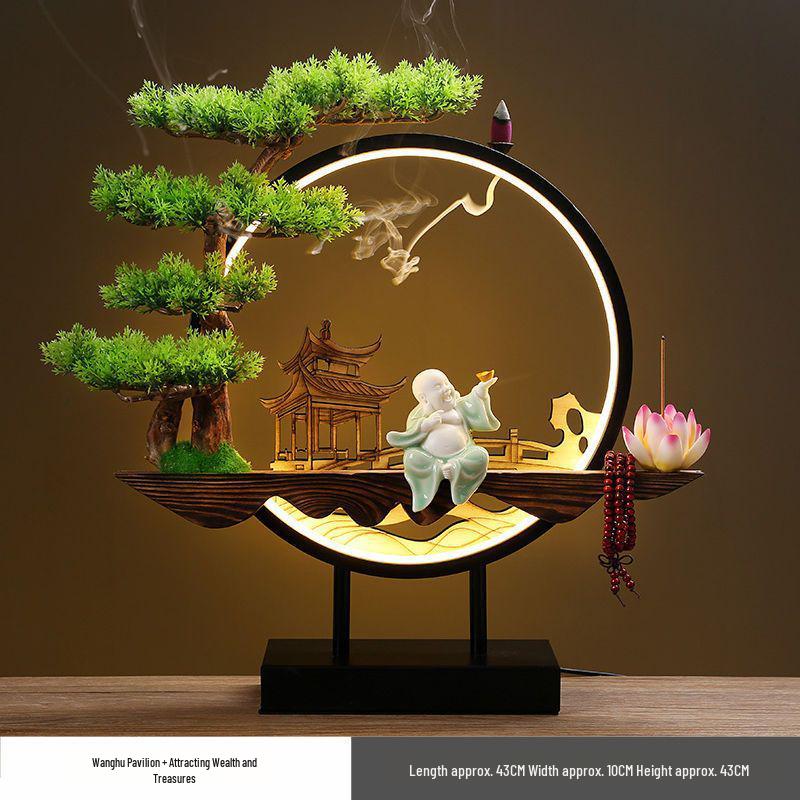 Chinese Style Backflow Incense Burner - Pine Design for Home & Office Décor