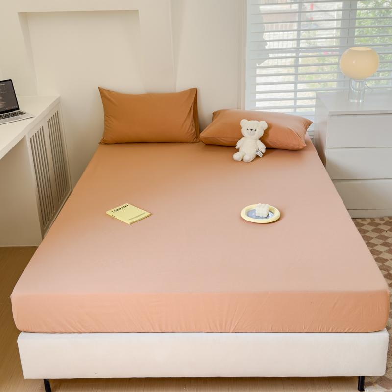 1pc Solid Color Fitted Sheet 100% Cotton Bedsheets Yarn Dyed Bed Cover Breathable Bed Linen sabanas para cama (No Pillowcase)