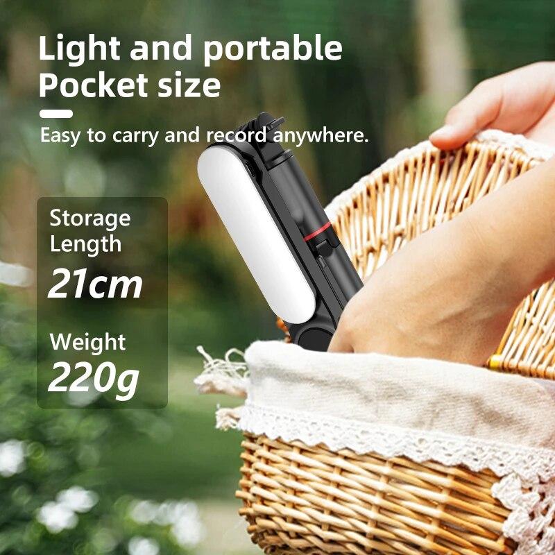 Wireless Selfie Stick Tripods Stand Foldable Monopod With LED Fill Light Bluetooth Remote Control For Smart Phone Shooting Live