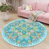 Flower Print Round Carpet Bohemian Ethnic Style Home Decor Rug Soft Multiple Sizes Anti-slip Artistic Floor Mat for Living Room