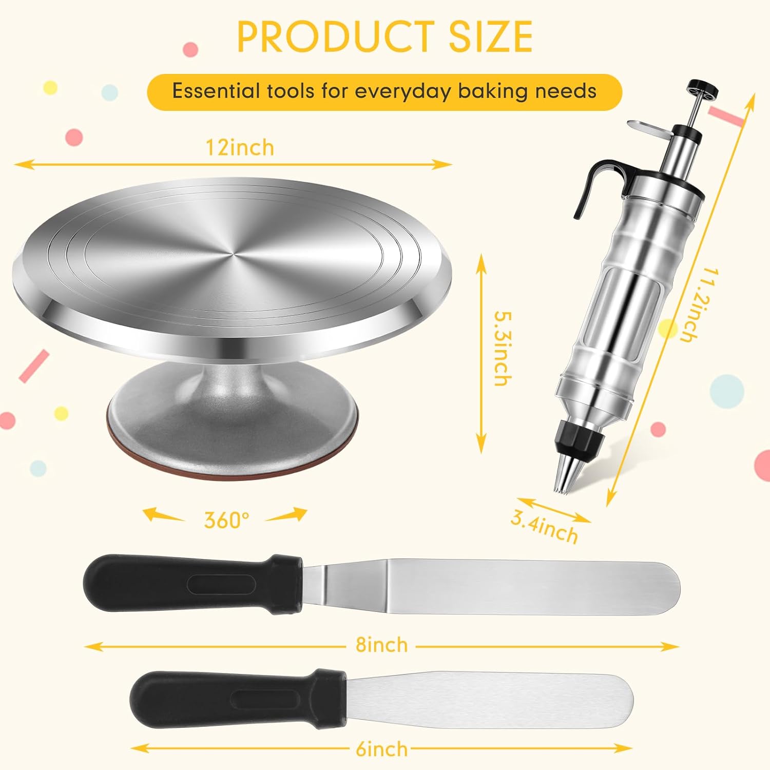

Christmas Aluminum Cake Decorating Tools Kit with 12 Inch Aluminum Cake Turntable, United States