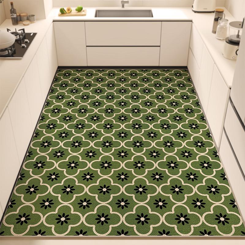Kitchen Floor Mat Pvc Waterproof Leather Chessboard Pattern Carpet Non-slip Oil-proof Special Mats Large Area Rug Easy To Clean