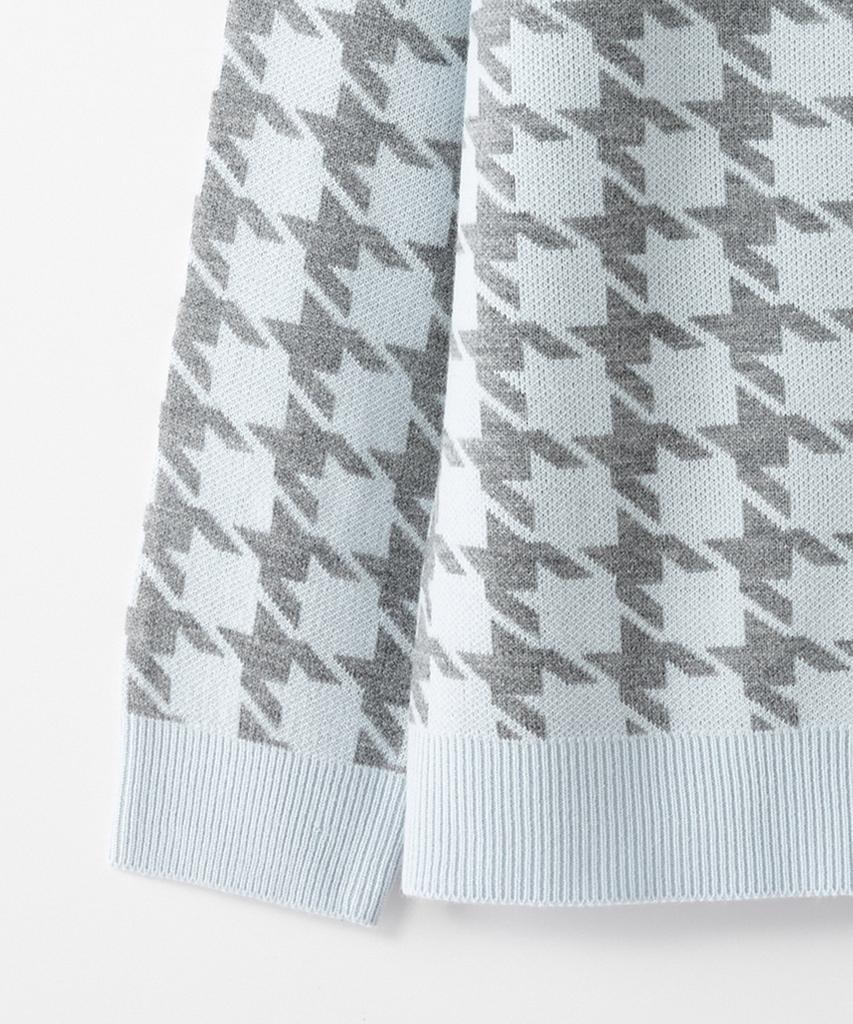 STCO Houndstooth Pattern Knit Blue (Semi-Oversized Fit)_Sktva51Ncl