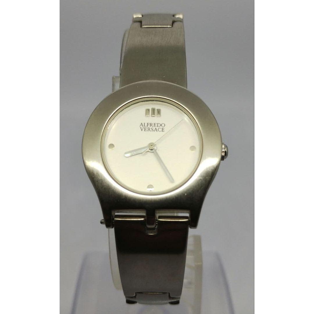 Used [In operation] ALFREDO VERSACE wristwatch V775S silver retro