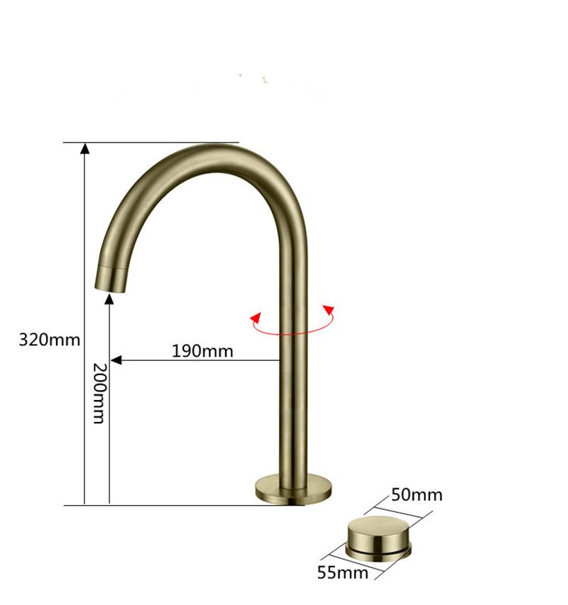 Brass Gray Basin faucet GrayBathroom Tap two hole Widespread Brushed Gold bathroom faucet sink tap 360 rotating Black basin Tap