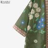 ZANZEA Women Floral Print Loose Casual 3/4 Sleeve Kimono Cardigan Blouse