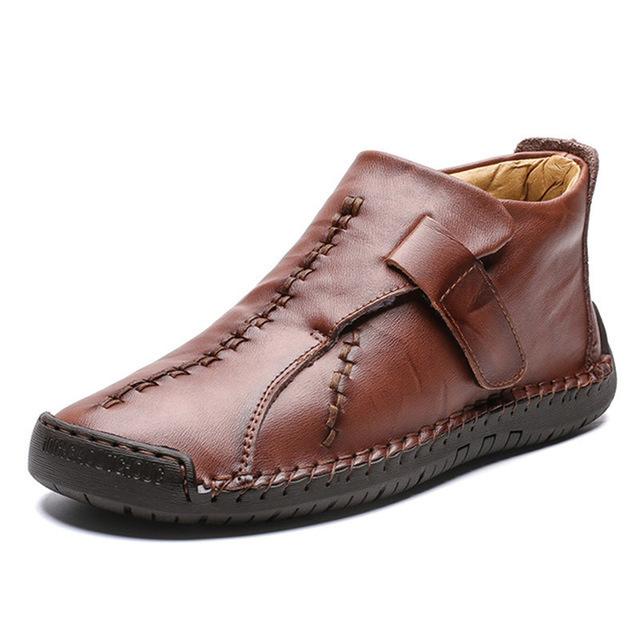 Fashion New Fashion Men Boots High Quality Split Leather Ankle Snow Boots Shoes Warm Fur Plush Winter Shoes Plus Size 38-48