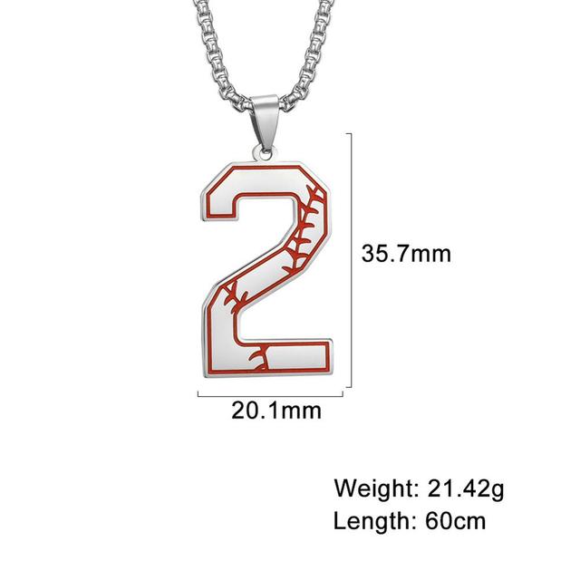 My Shape Baseball Pattern Number Pendant Necklace For Men Sport Basketball Figure Stainless Steel Necklaces Fashion Male Jewelry