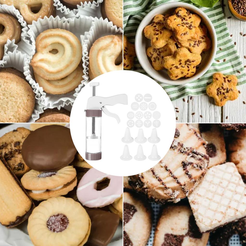 Cookie Press Set Cookie Press Gun Kit Biscuit Maker Churro Maker Cookie Press Machine with 13 Cookie Discs 6 Icing Nozzles Cake