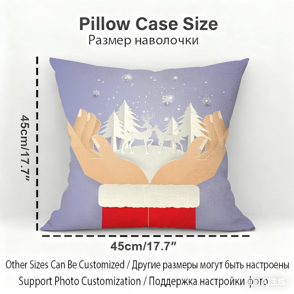Niedlicher Weihnachts-Kissenbezug Haushaltsdekoration Leinen Sofa-Kissenbezug: Hautfreundlich & Atmungsaktiv Mit Unsichtbarem Reißverschluss