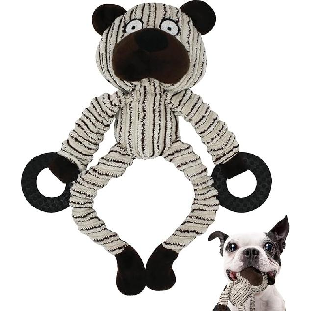 HGB Squeaky Dog Toys, Plush Dog Chew Toys for Puppy Teething, Pet Training and Entertaining, Cute Interactive Dog Toys for Small and Medium Dogs Bear