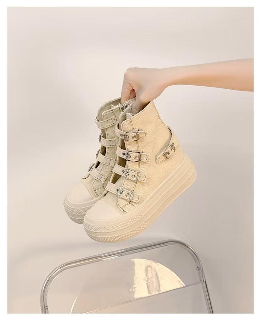 2025 Autumn Women's Thick-Soled Canvas Flats - Casual Korean Style