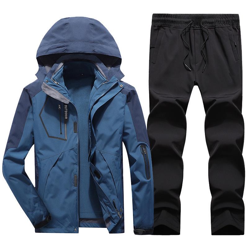 Unisex Cross-Border Hooded Windbreaker Jacket: Three-in-One Velvety Thickening for Autumn/Winter Mountaineering