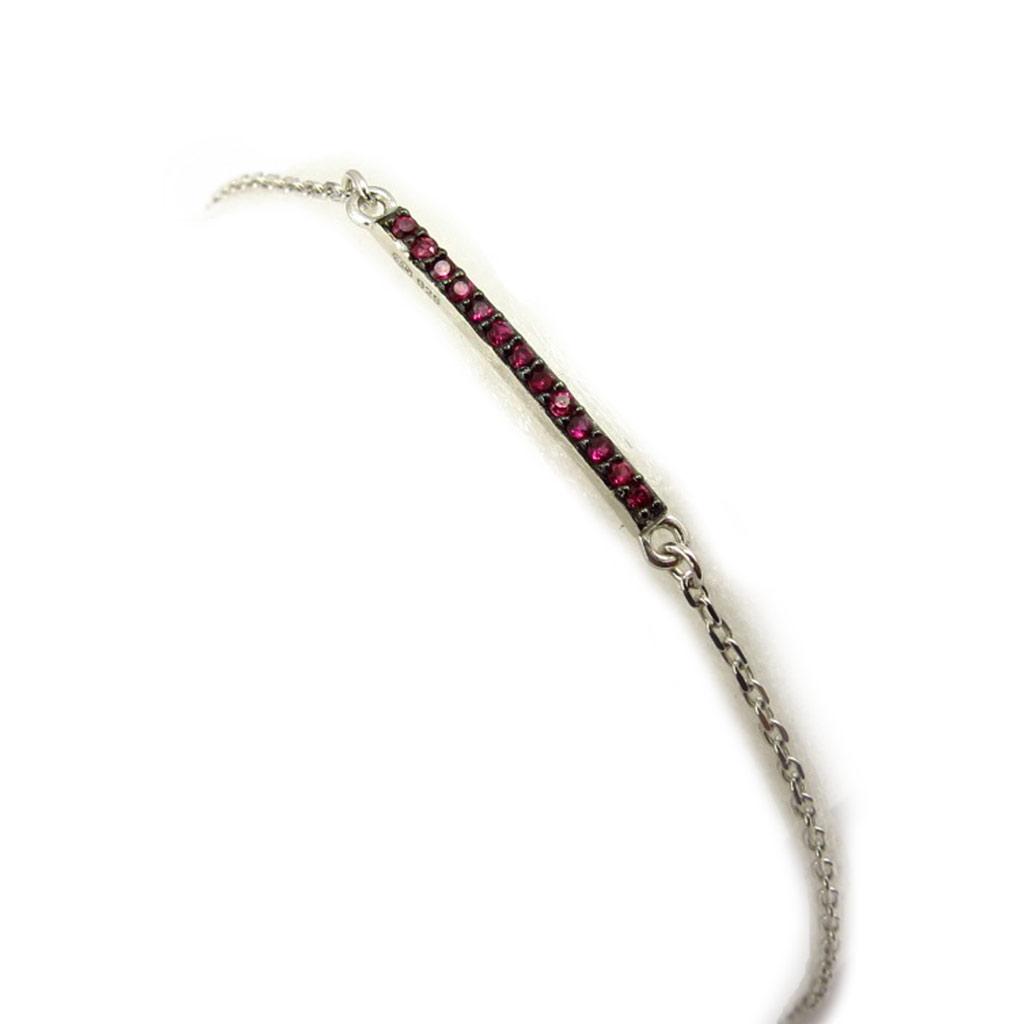 Les Trésors De Lily [K3382] - Bracelet Argent 'Déesse' rose noir argenté (rhodié) - 18x1 mm