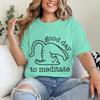 Cute Cat Yoga T Shirts Good Day To Meditate Retro Graphic Tees Women Unisex Short Sleeve Mom Dad Fun Casual Round Neck Tshirts