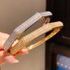 Copper Zirconia Clasp Bracelet With Geometric Design For Fashion And Office Wear