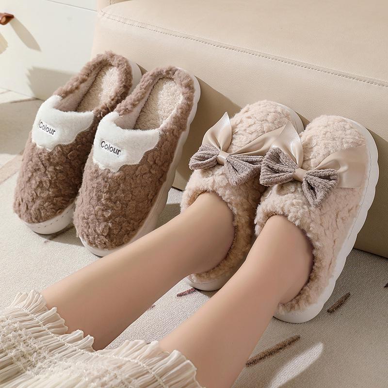 Winter Fur-Slippers: Women's & Men's Cozy Cotton, Velvet-Lined, Thick Sole for Indoor Warmth