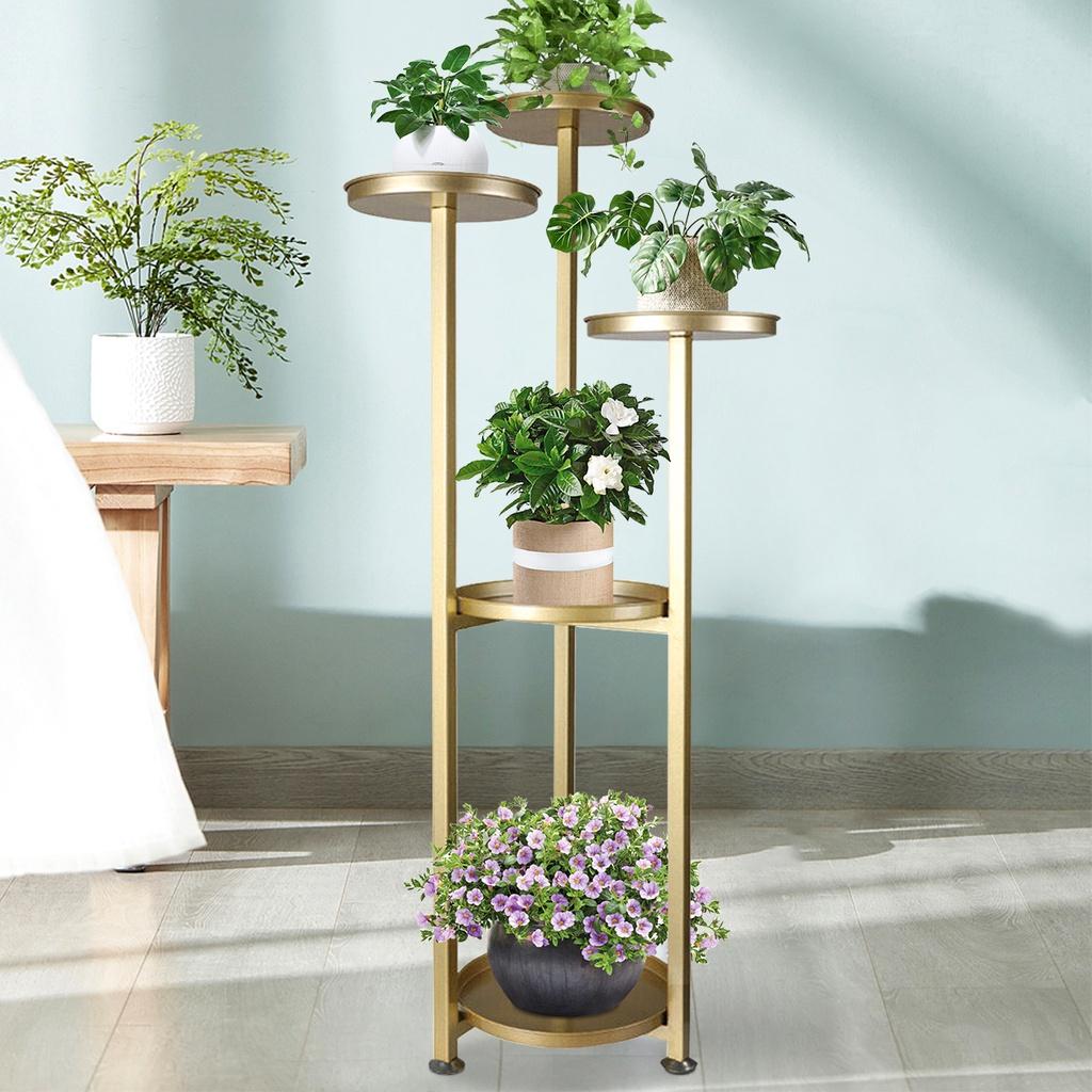 

5-ярусная подставка для цветочных горшков, стойка для растений, садовая полка, стальная полка, для дома, улицы, балкона, лестница, подставка для горшечных растений золотой