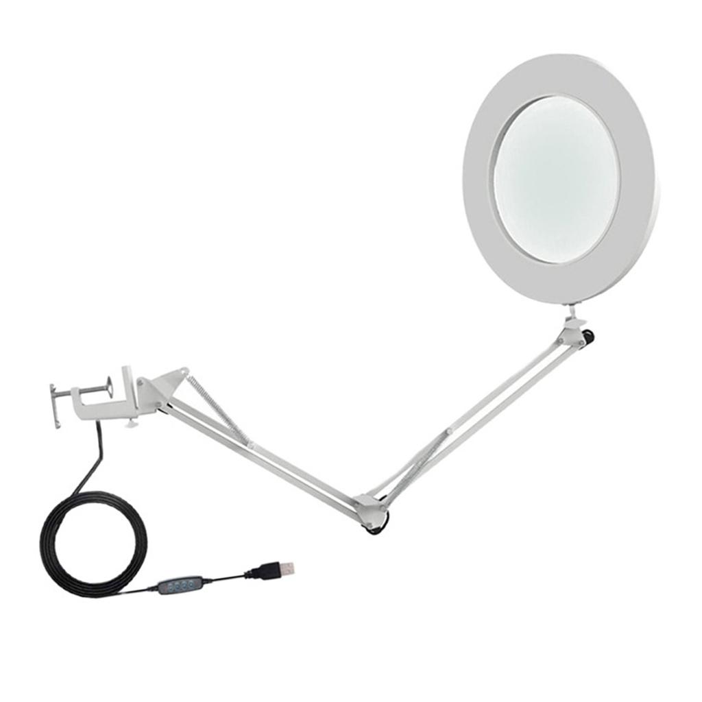 10X Vergrootglas met LED-licht Flexibele Arm Helderheid   3 Kleuren Werkbanklamp met Clip