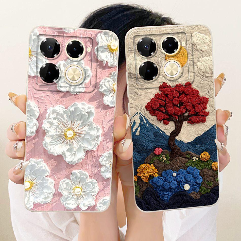 For Infinix Note 40 Pro 4G 5G / Note 40 Pro+ / Note40 X6853 Cute Cat Flower Cartoon Phone Case Soft Silicone Cover Bumpers