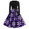 Women's Fashion Casual Round Neck Christmas Print Long Sleeve Dress