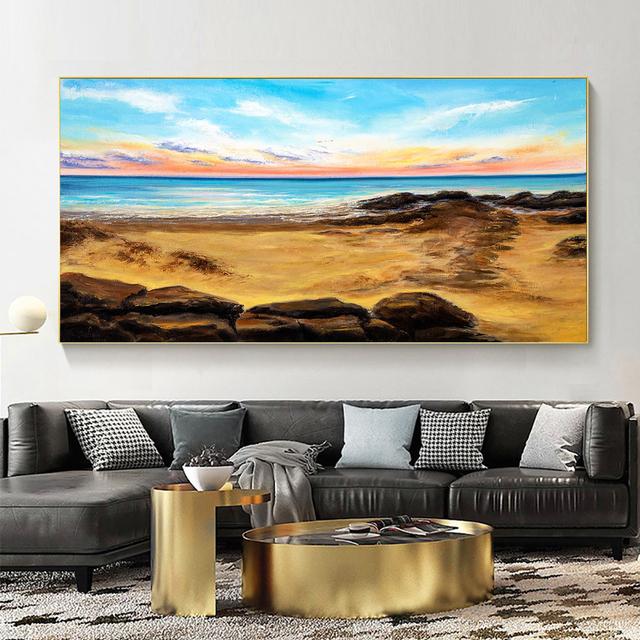 Nordic Abstract Seascape Oil Canvas Painting Sea Beach Posters And Prints Wall Art Pictures Living Room Home Decor No Frame