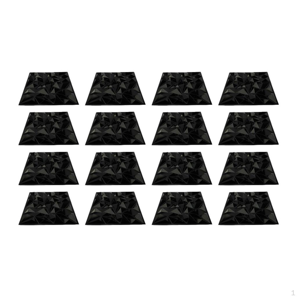 16x 3D Wall Panels Black Accent Diamond Decorative Easy Install Textured Tiles 30 x 30cm for Living